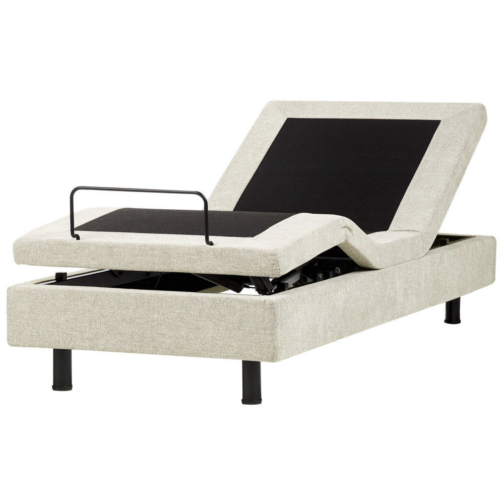 Letto Tessuto Beige chiaro Elettrico Regolabile con Telecomando 90 x 200 cm