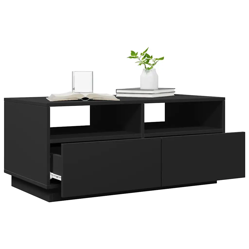 Tavolino da salotto | Tavolino da caff¨¨ | Tavolino da Soggiorno con Luci LED Nero 90x49x40 cm