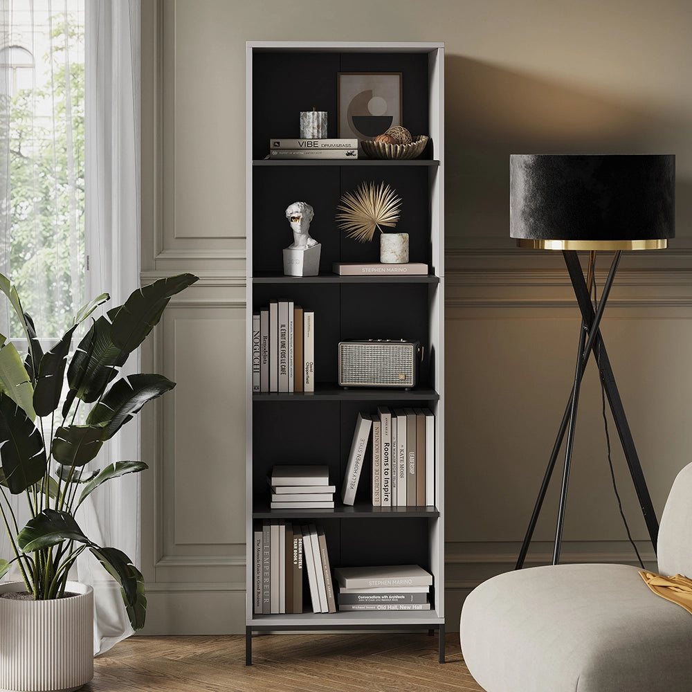 Vicco Libreria Grigio 60 x 180 cm con 5 scomparti