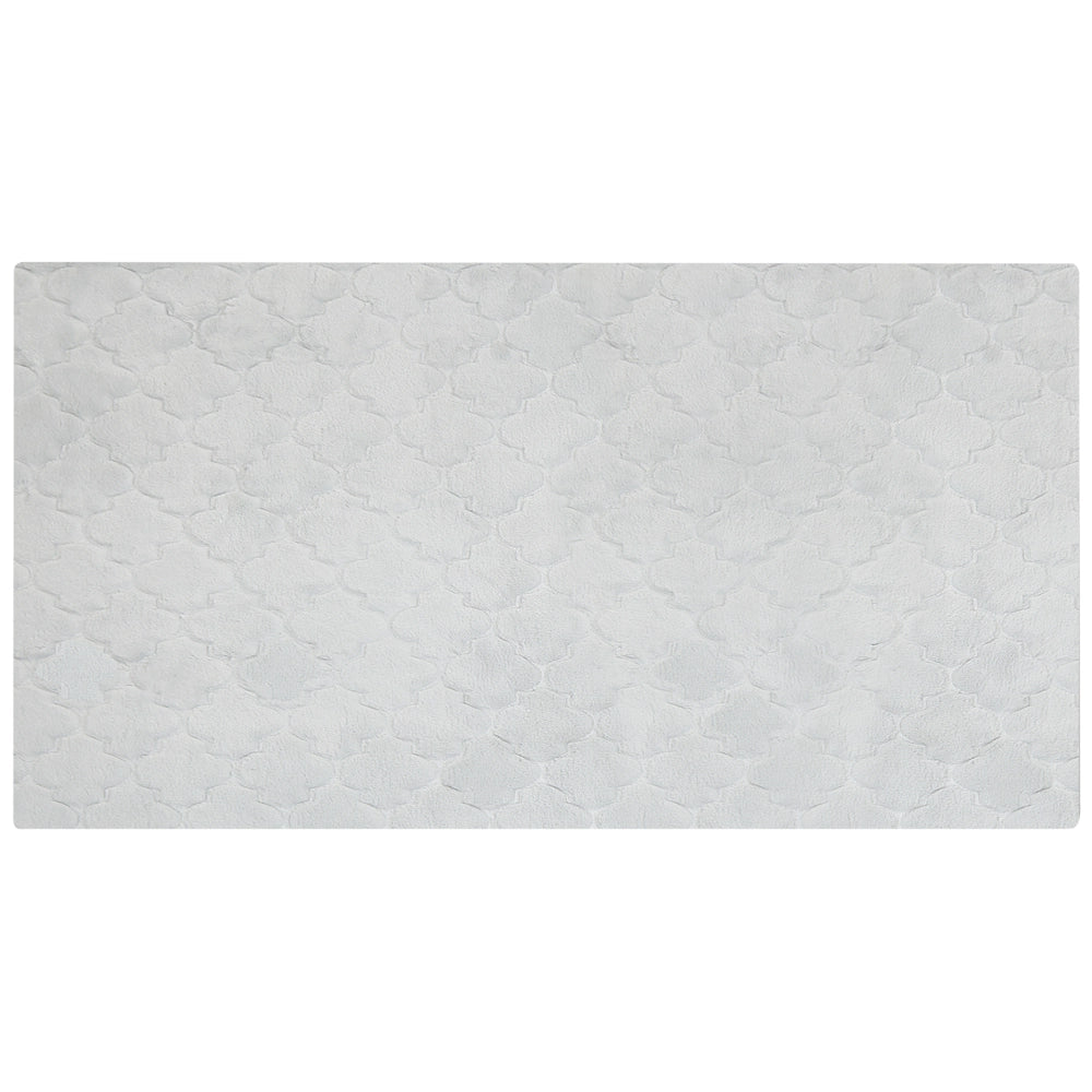 Tappeto in pelle sintetica di coniglio grigio chiaro 80 x 150 cm motivo a rete soggiorno camera da letto