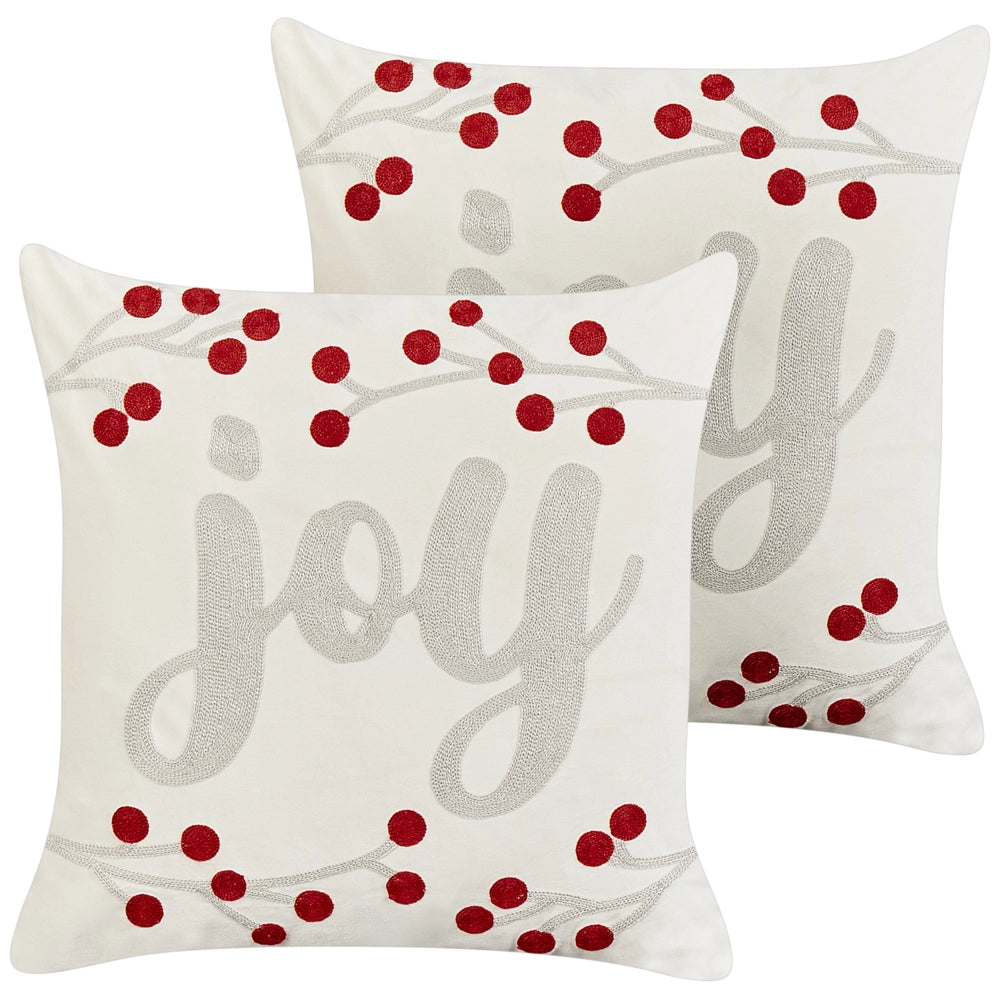 Set di 2 cuscini sparsi in tessuto di velluto bianco Motivo natalizio 45 x 45 cm Accessorio per la decorazione