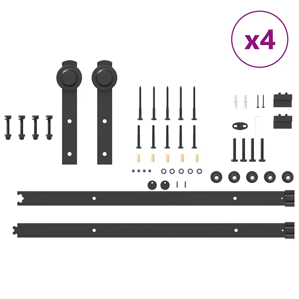 Kit di Binari per Porte Scorrevoli 305 cm Acciaio Nero CFW6407372
