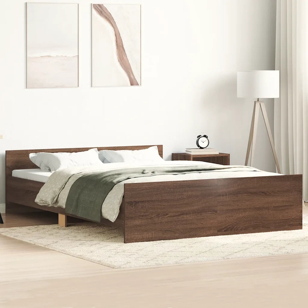Giroletto con Testiera e Pediera-Struttura Letto Rovere Marrone 120x190 cm
