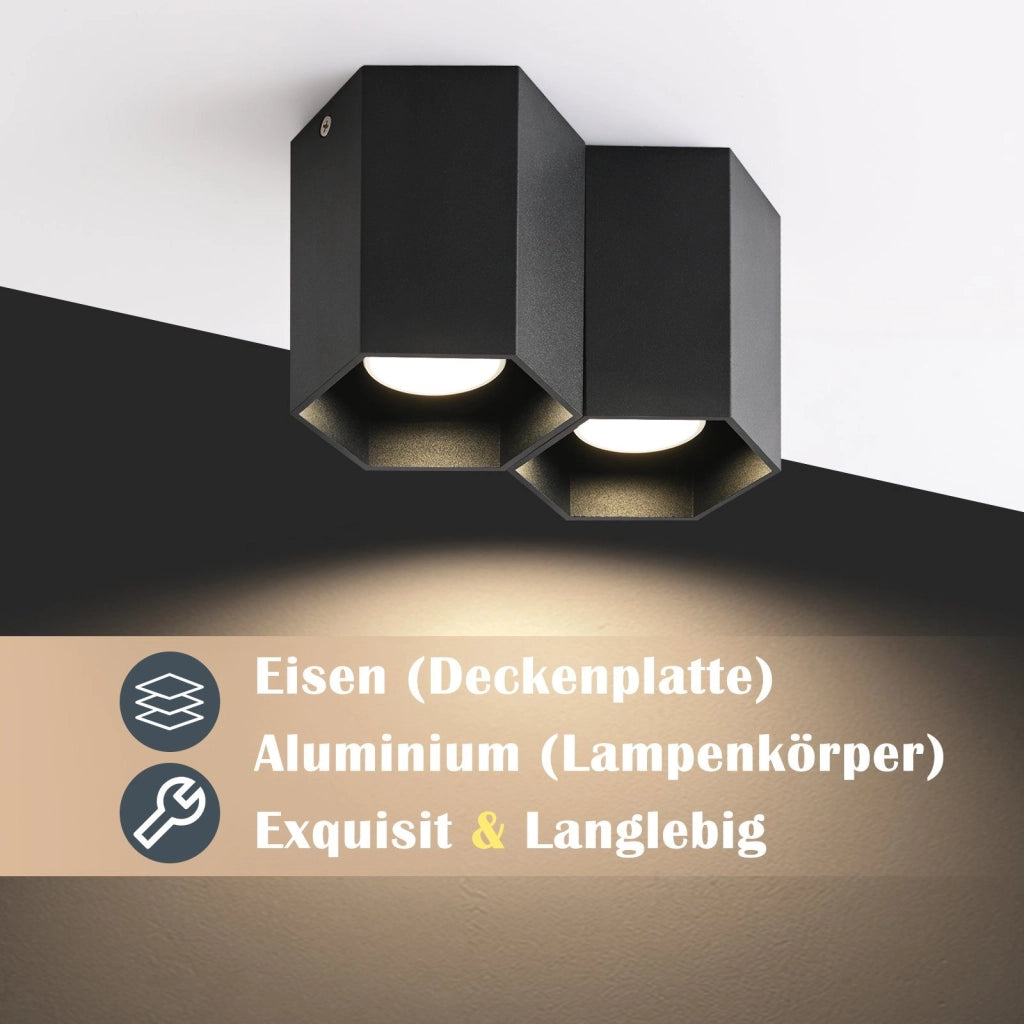 ZMH Faretto da soffitto neri 2 luci GU10 da incasso per caffè cucine ristoranti senza lampadina