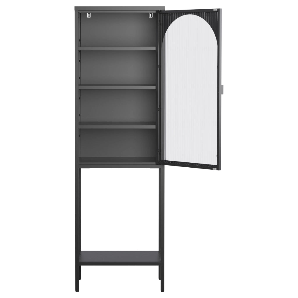 Vetrina pensile con 1 anta e ripiano regolabile - per cucina - nero - 50×35×160 cm
