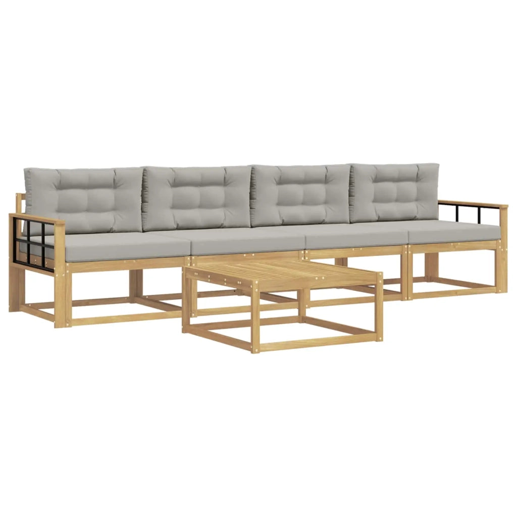 Set di divani da esterno 4 pcs Bianco e Grigio Chiaro 3386035