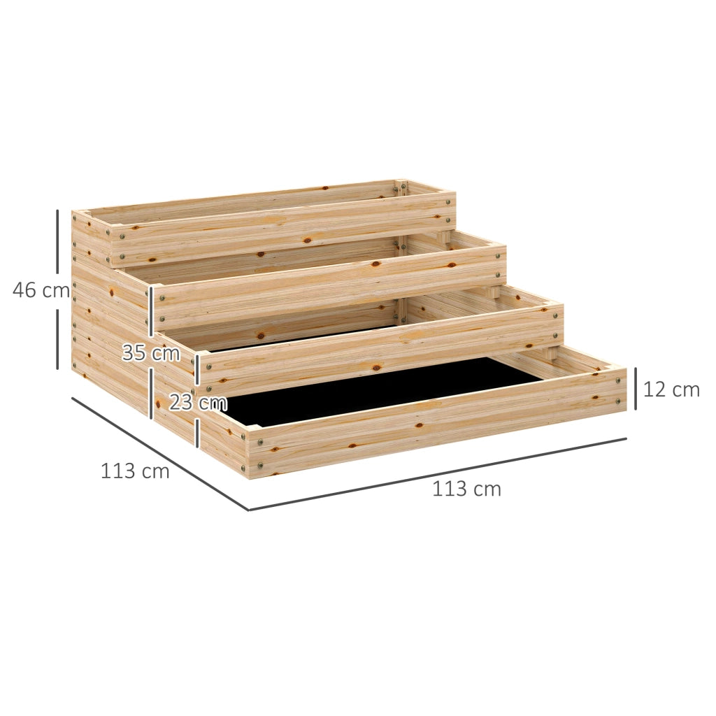 Casetta da giardino 4 livelli per orto ¨C zephmum ¨C 113x113x46 cm legno naturale