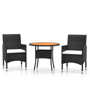 Set da Pranzo per Giardino 3 pz | Set Salotto da Giardino in Polyrattan Nero