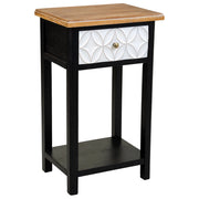 Comodino in legno con 2 cassetti e 1 ripiano 48x35x82