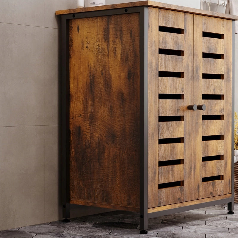 Mobile bagno marrone, stile loft, autoportante, con ripiano rustico