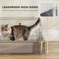 Lettiera per Gatti Chiusa da 80L con Vassoio Estraibile, in ABS e Acciaio Inox, 63x43x43 cm, Grigio Chiaro