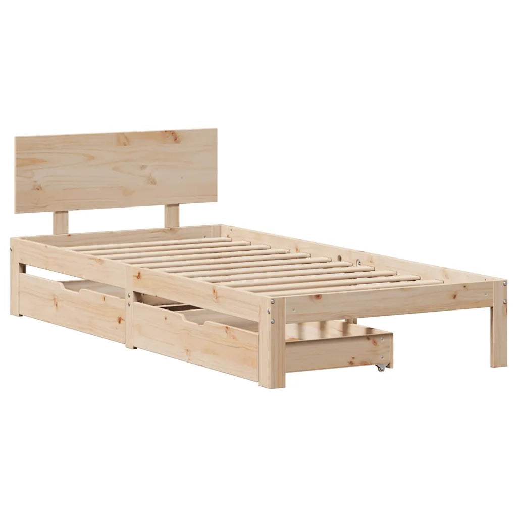 Giroletto con Cassetti-Struttura Letto con contenitore 90x200 cm in Legno Massello di Pino 739570