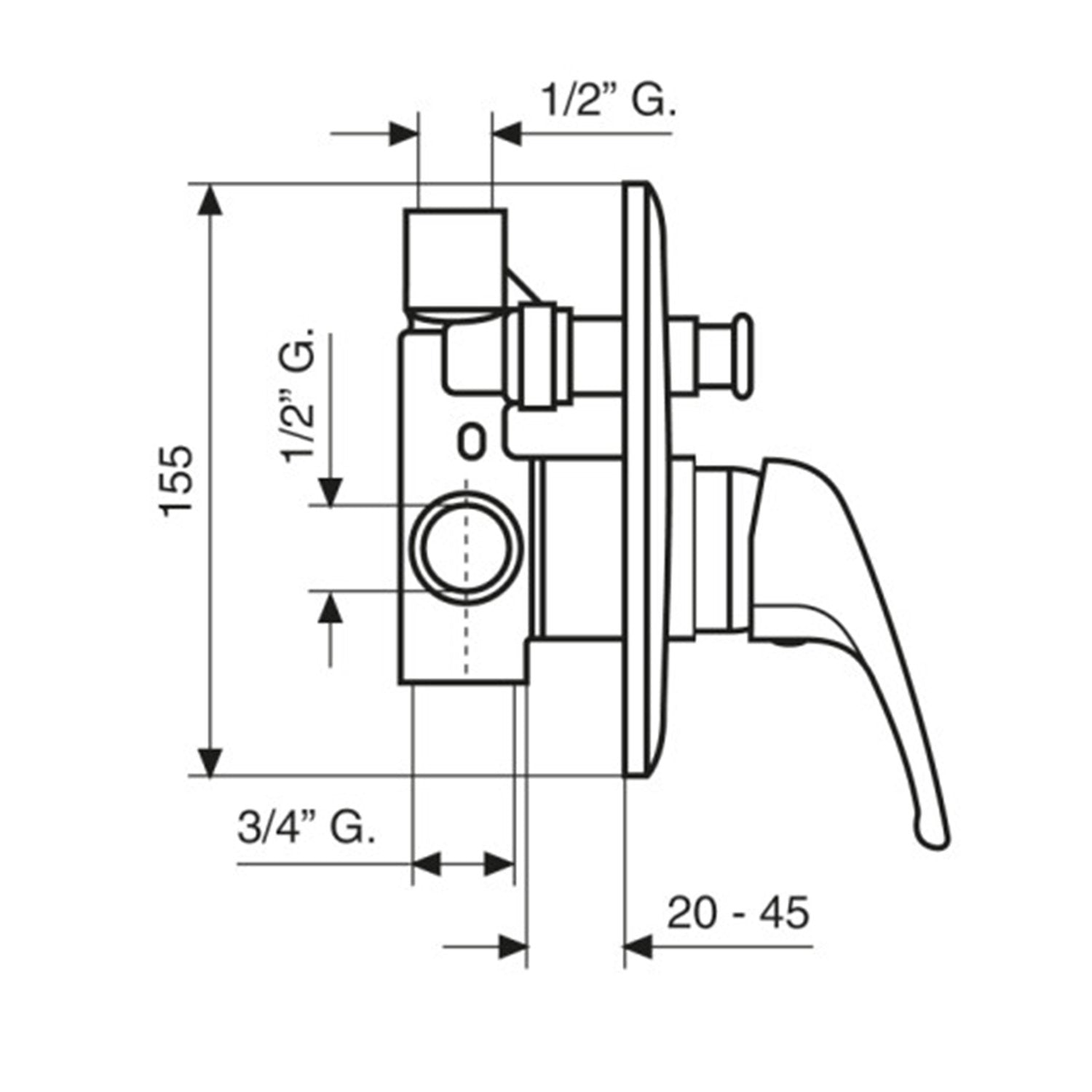 Miscelatore doccia da incasso con deviatore cromato mod. Sky