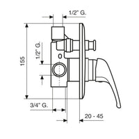 Miscelatore doccia da incasso con deviatore cromato mod. Sky