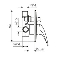 Miscelatore doccia da incasso con deviatore cromato mod. Eco