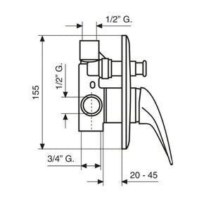 Miscelatore doccia da incasso con deviatore cromato mod. Eco