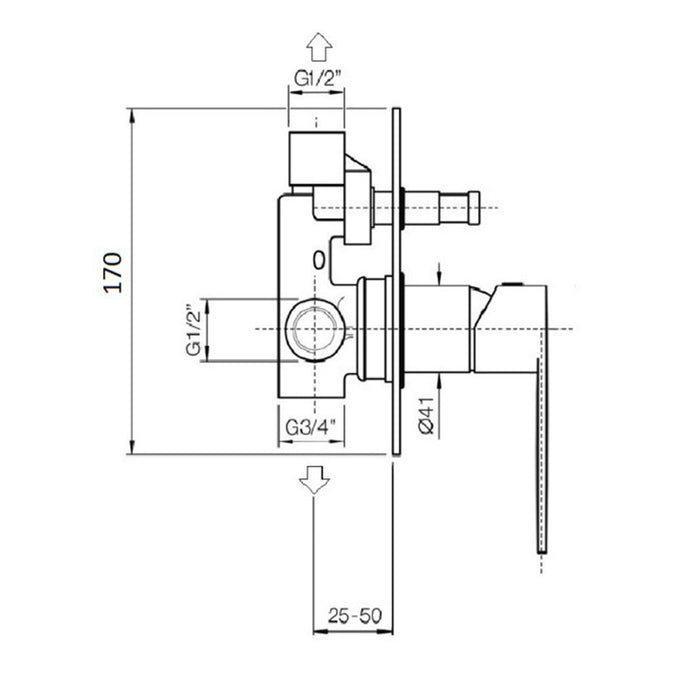 Miscelatore doccia da incasso con deviatore cromato mod. Divina