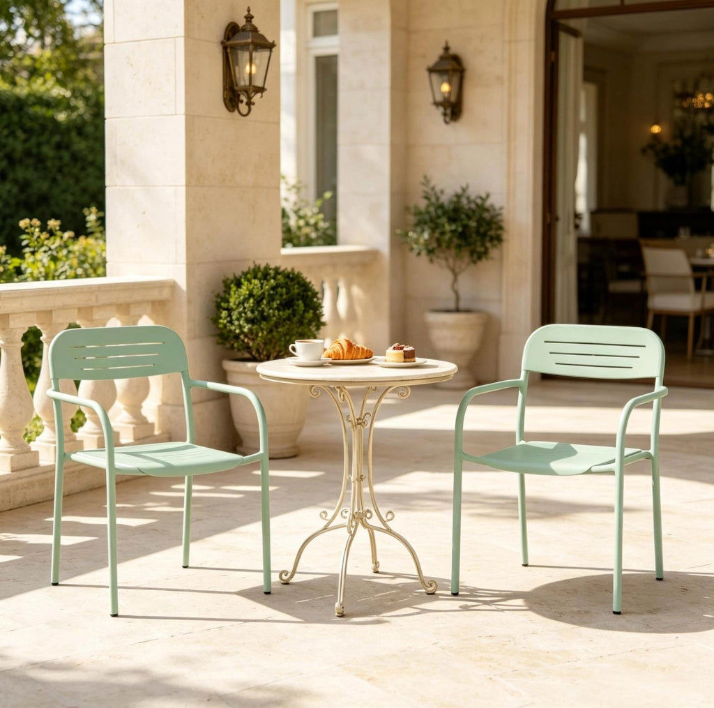 Set di 2 sedie da giardino impilabili in metallo verde 56 x 58 x 78 cm