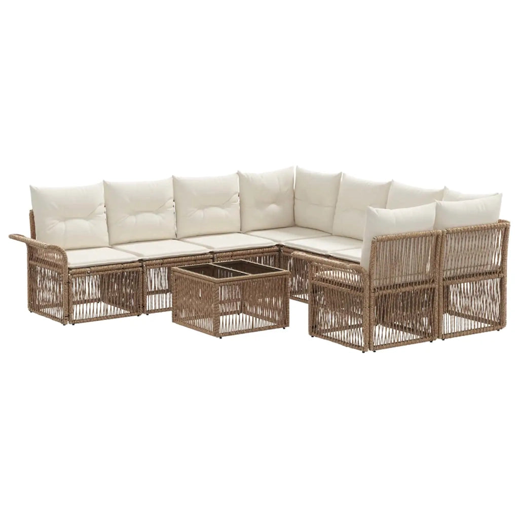 Set Divano da Giardino 9 pz Beige polyrattan 3434778