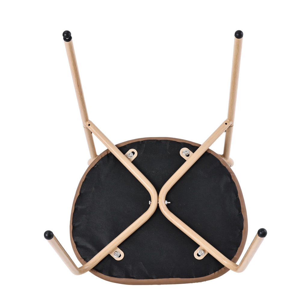 Set di 4 sedie da pranzo moderne in PU marrone con schienale ovale in rattan e gambe in metallo