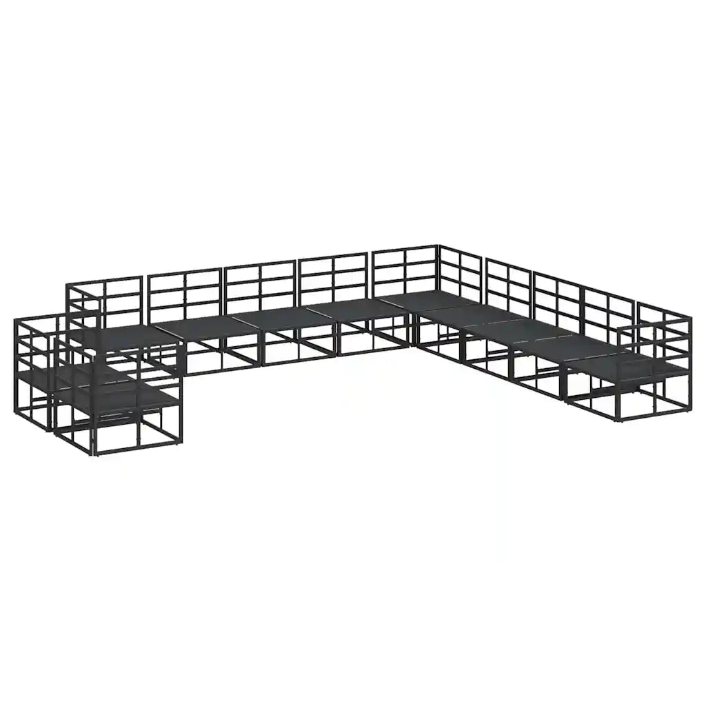 Set Divano da Giardino con cuscino 11 pcs Nero Alluminio 3378886