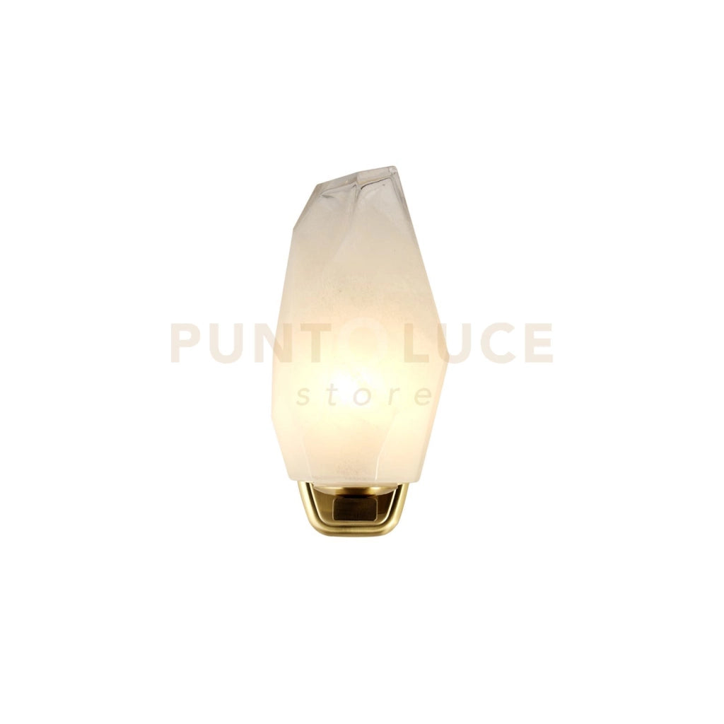 Lampada da parete Rocky 1Lt, metallo ottone satinato e vetro