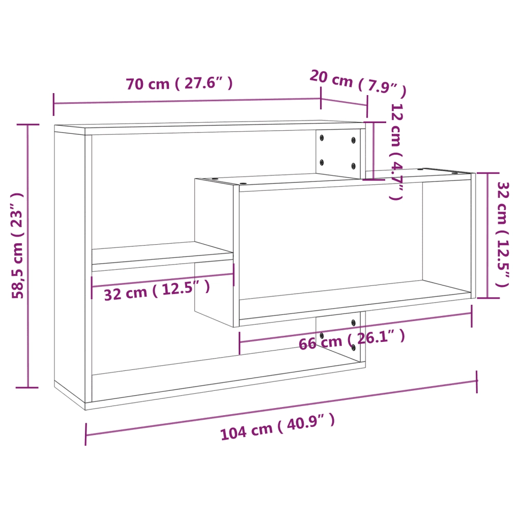 Mensola a Muro | Mensola a parete Rovere Fumo 104x20x58,5 cm Legno Multistrato