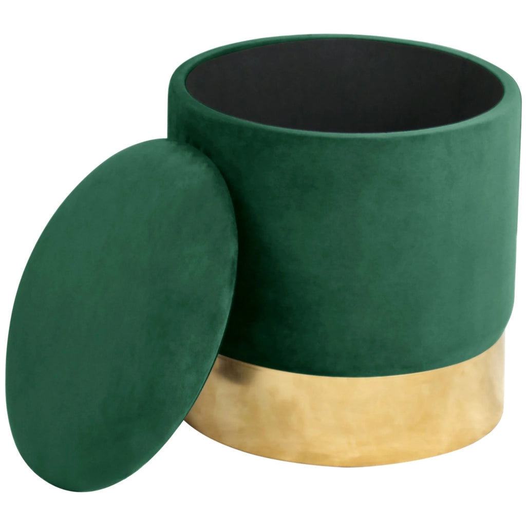 Pouf a scomparto rotonda in velluto AKORD GOLDEN colore Verde bottiglia