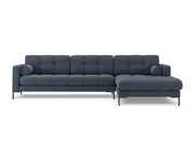 Cosmopolitan Design - Divano angolare destro "Bali" 5 posti in tessuto strutturato blu scuro 