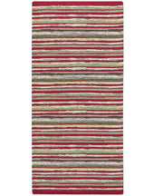 Tappeto passatoia moderno LAOS ROSSO disegno a righe multicolore, tappetino bagno ingresso multiuso lavabile antiscivolo cm.55x80