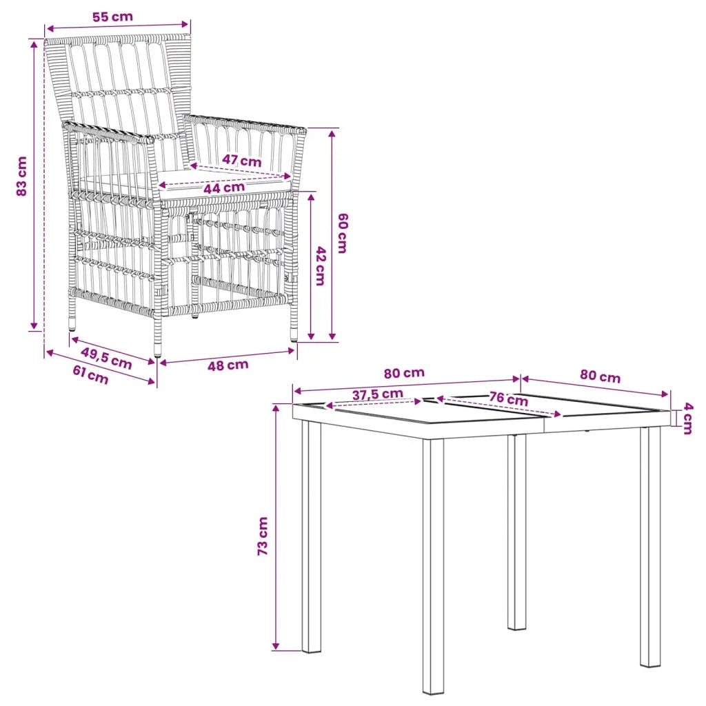 Set da pranzo per esterni 5 pz Naturale polyrattan 3448919