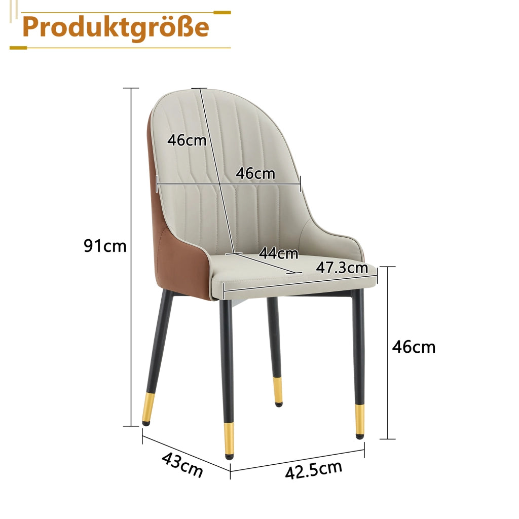 SEDIA da pranzo Set da 2 pezzi 91 cm PU Marrone e Nero schienale a fulmine