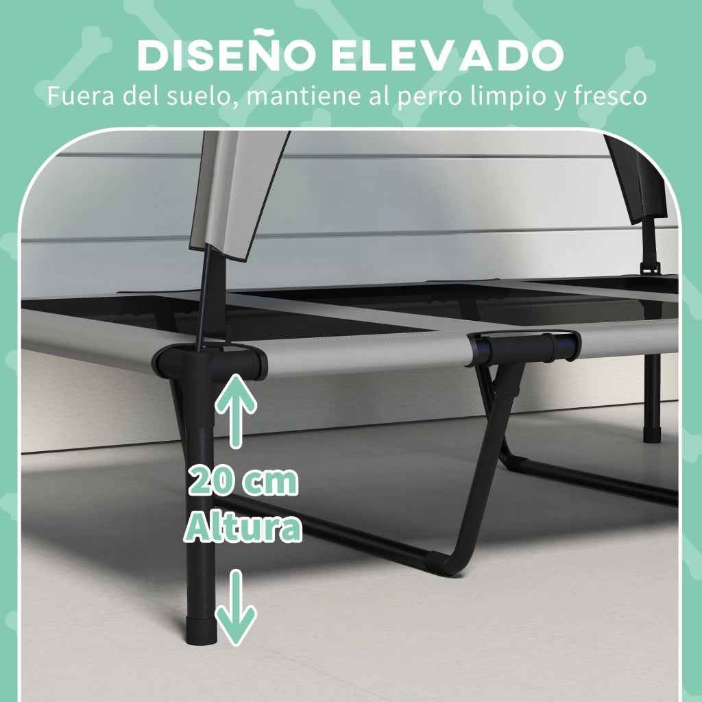 Letto per Cani Elevato con Baldacchino ¨C Zephmum ¨C Grigio 106x76x94 cm