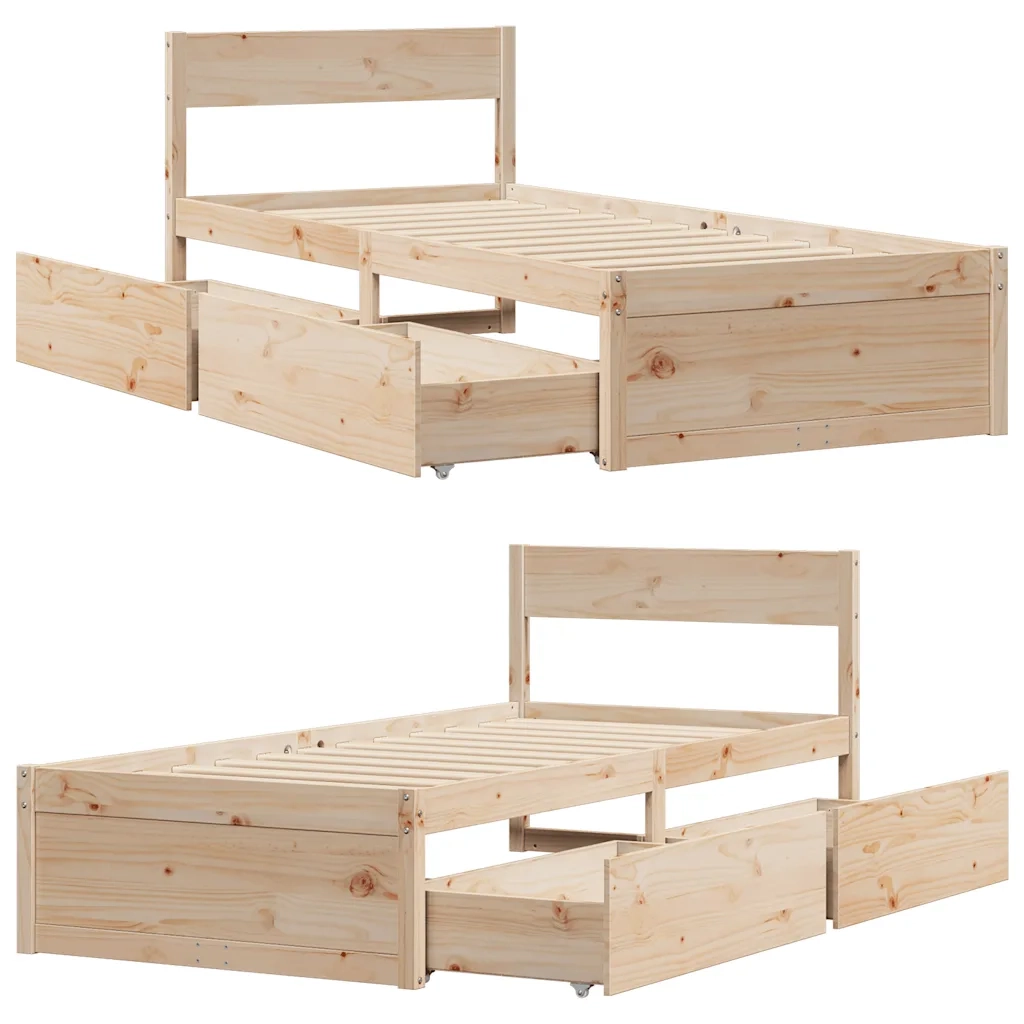 Letto senza Materasso 75x190 cm in Legno Massello Pino