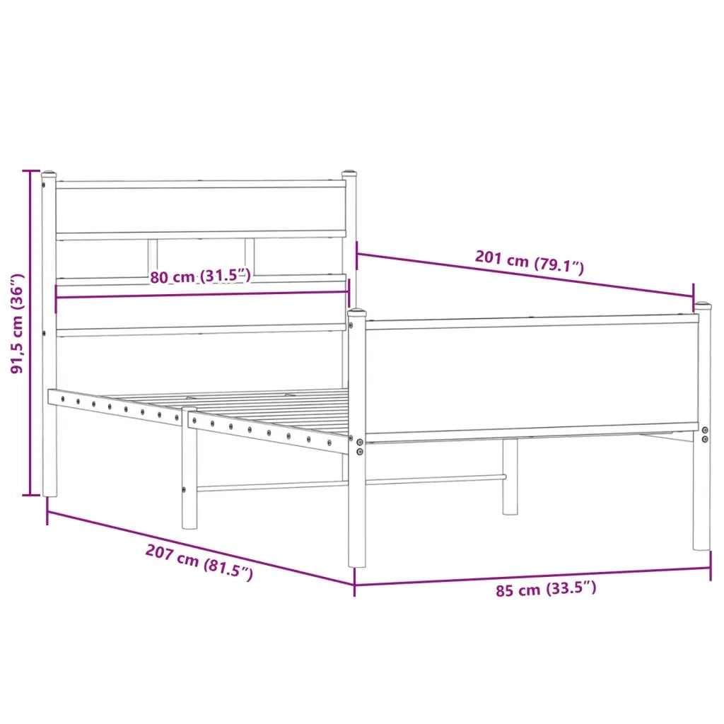 Giroletto senza Materasso Rovere Fumo 80x200 cm in Truciolato 4017227