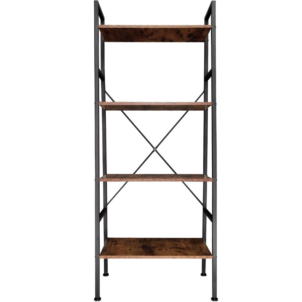 Libreria grande in stile industriale/vintage con 4 ripiani 139 cm marrone 08_0000280