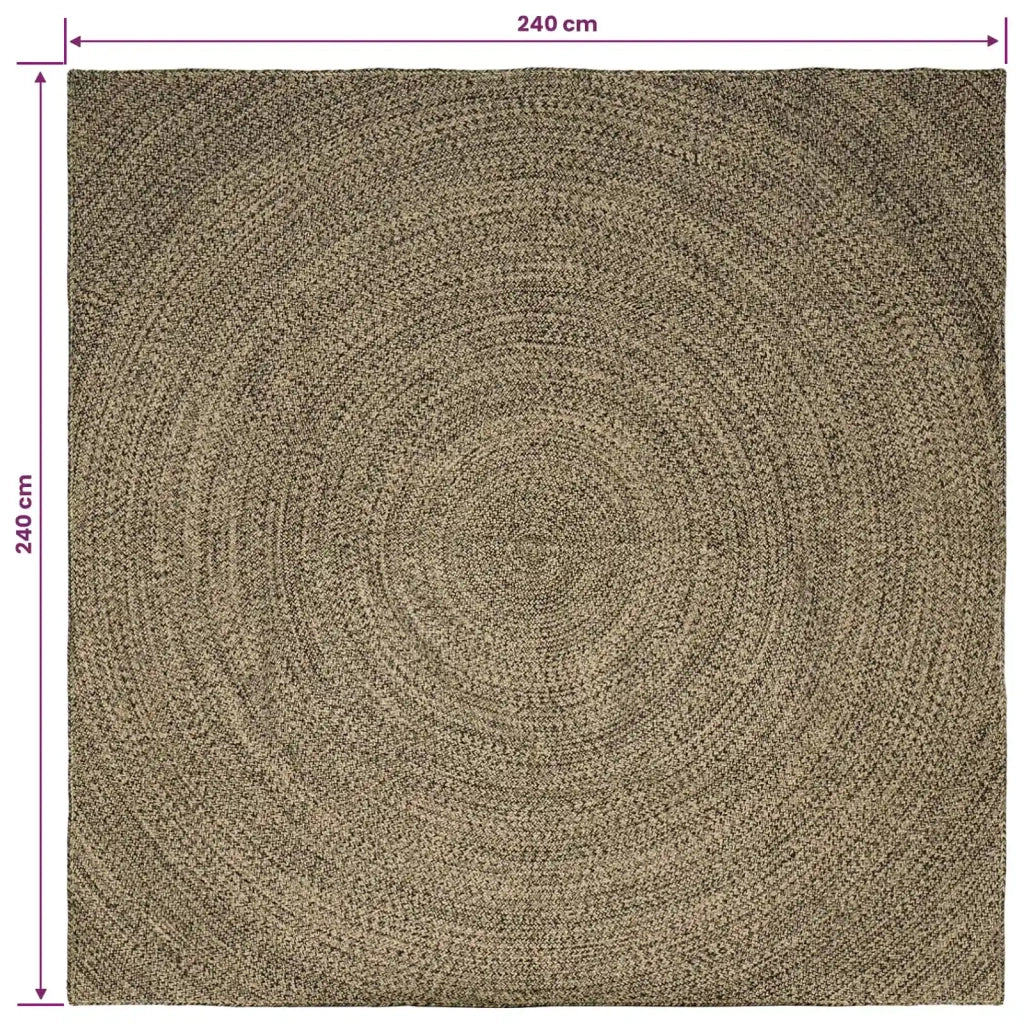 Tappeti per area Naturale e Nero 240 x 240 cm Juta