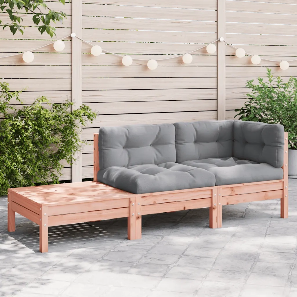 Divano da Giardino Cuscini e Poggiapiedi Legno Massello Douglas