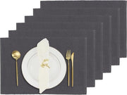 Piattino per tavolo in legno di carbone grigio - Adatto per pranzo, cena, BBQ - Lavabile - Tavolo cotonato per tavolo - Casa, cucina, ristorante, bar, feste - 19x13 pollici - Set da 6