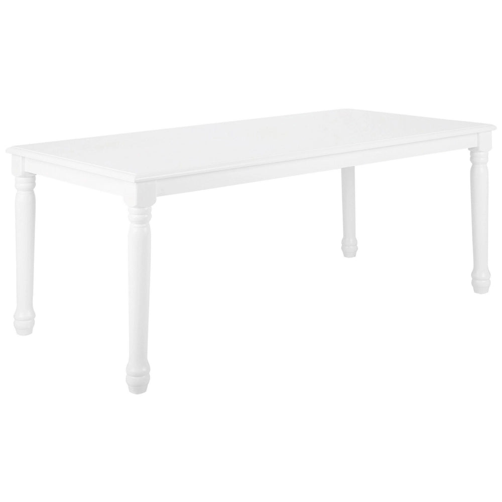 Tavolo da pranzo in legno di gomma bianco 180 x 90 cm rettangolare vintage