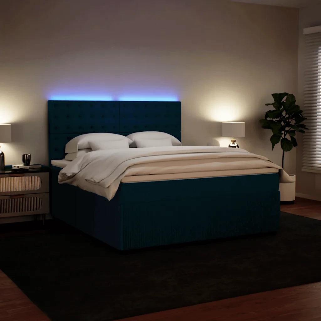 Giroletto a Molle con Materasso Blu 180x200 cm in Velluto 3294722