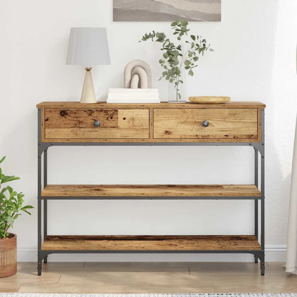 Tavolo Consolle | Tavolo d'Ingresso con cassetto Legno vecchio 100 x 25 x 75 cm