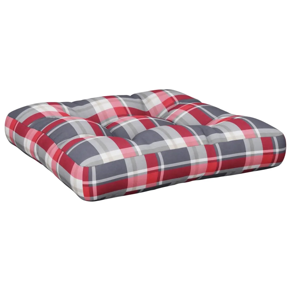 Cuscino per Pallet a Quadri Rossi 50x50x12 cm in Tessuto 360438
