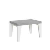 Tavolo Allungabile 130/390x90x77 cm Naxy Mix piano Cemento gambe Bianco Frassino