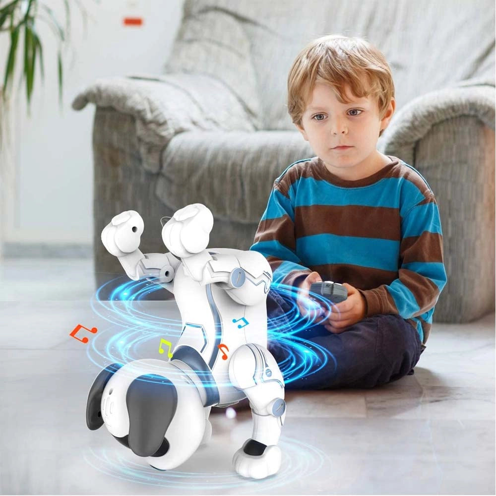 Cane Robot Radiocomandato Cagnolino Interattivo Giocattolo per Bambini a Batteria Bianco