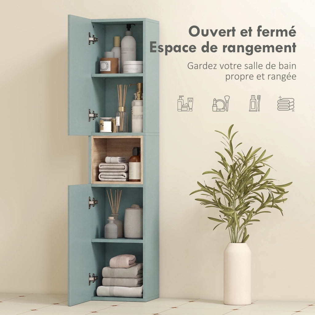 Mobile colonna bagno con ante ¨C zephmum ¨C verde 30x24x140cm