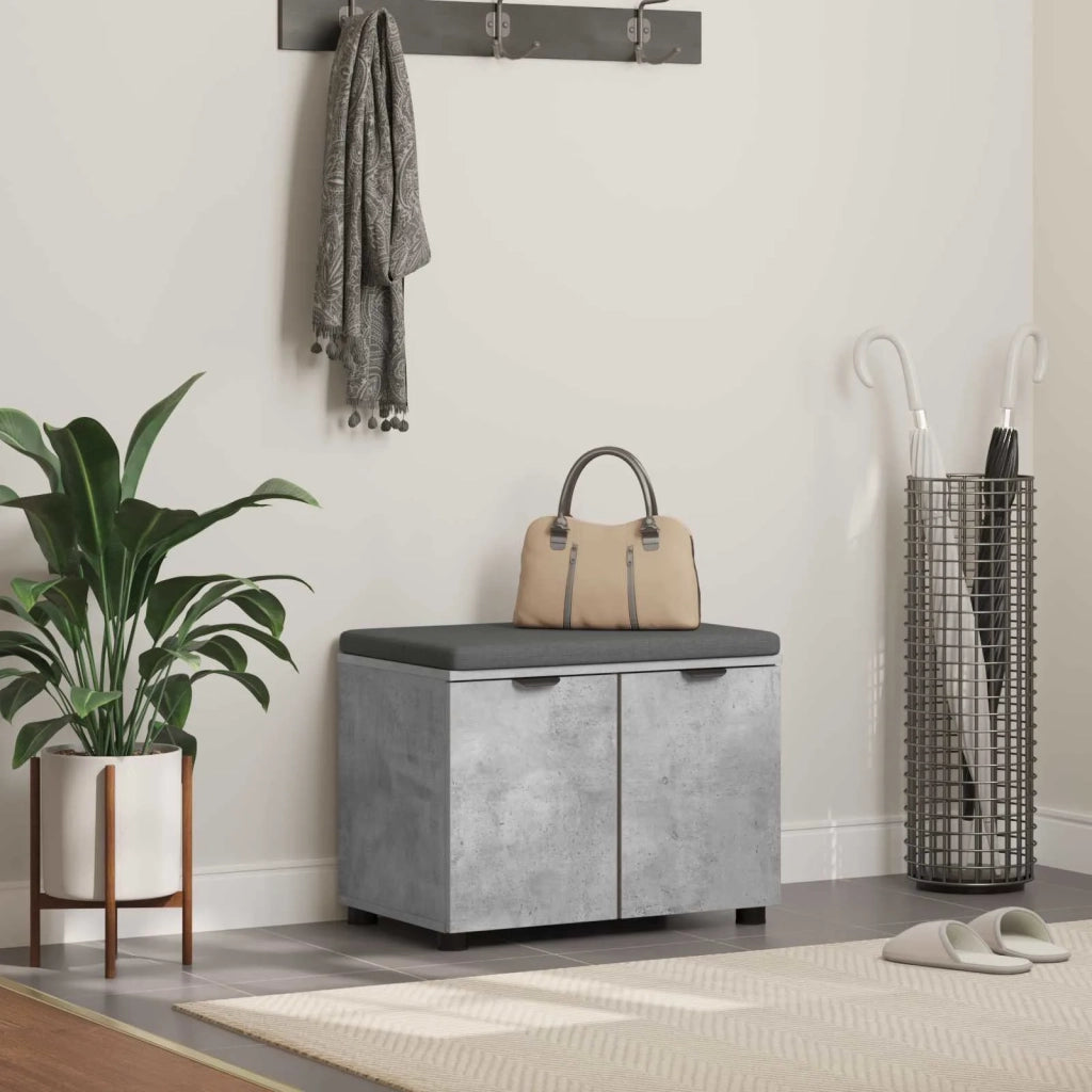 Panca per ingresso con cuscino Grigio Cemento 60 x 38 x 46 cm 891475