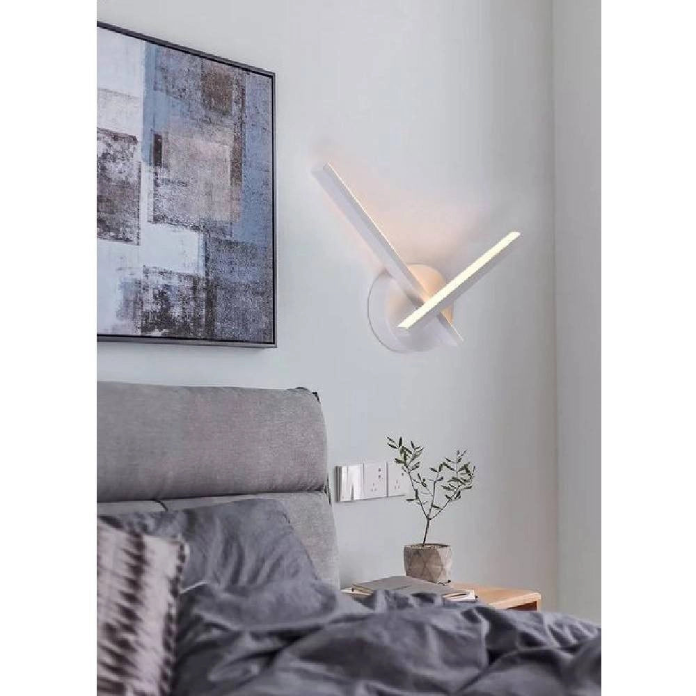 Trade Shop - Applique Led Parete 6 W 2 Bracci Incrociati Moderno Luce 3000k 4000k 6500k E67-b - -bianco Caldo      -