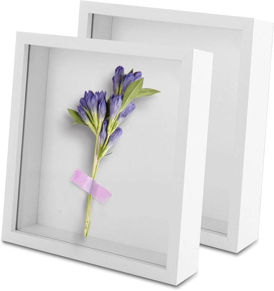 Supporto per foto 3D per foto 30x30 cm - set da 2, cornice profonda per decorazione di matrimonio, decorazione per la parete, decorazione da assemblare - bianco