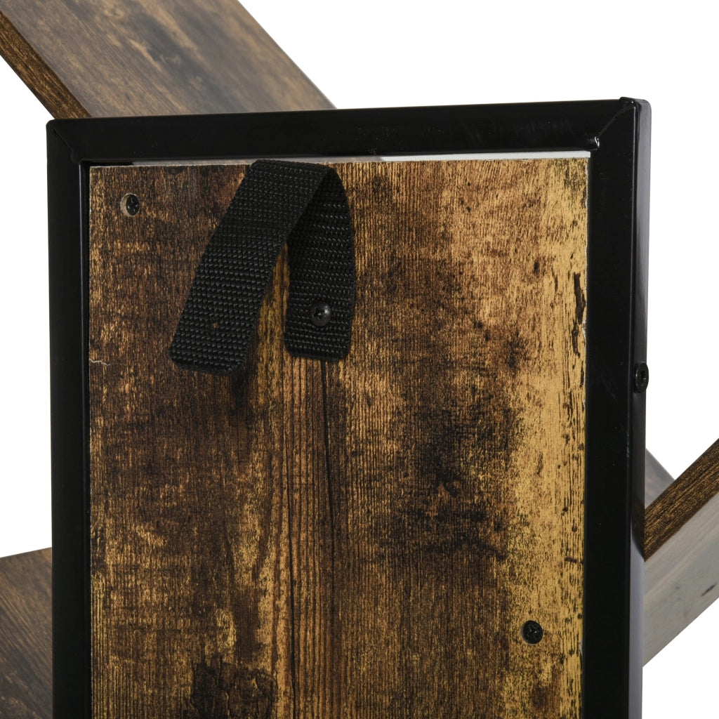 EasyComfort Libreria ad Albero in Legno, Scaffale Salvaspazio a Colonna con 10 Ripiani in Stile Industriale, 50x28x142cm